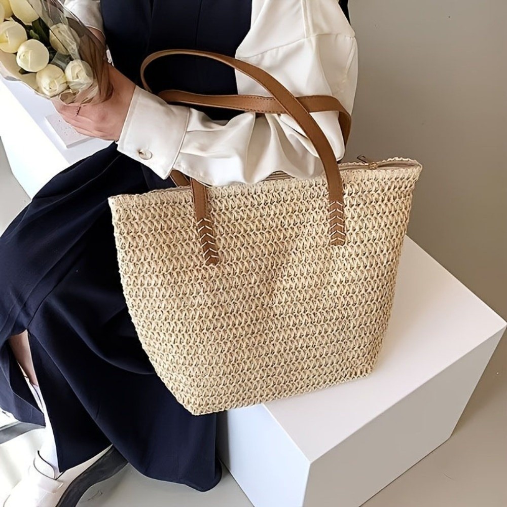 Bolsa de Praia de Palha Trança - Tote Bag Beach avaliação e preço