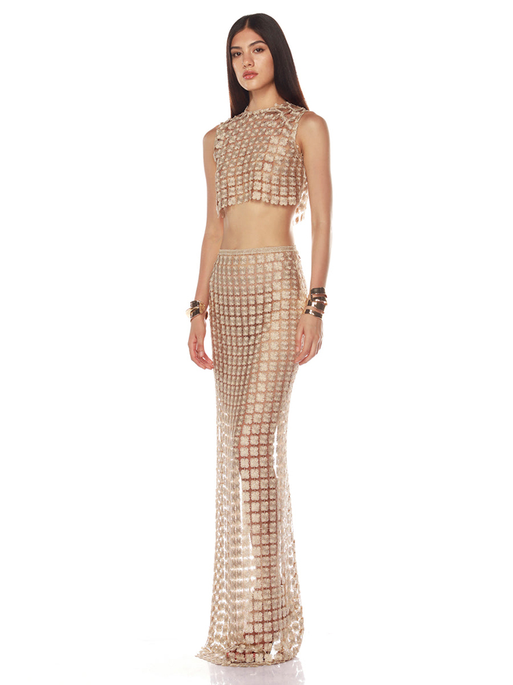 Conjunto elegante de blusa cor - Crop Top Crochet avaliação e preço