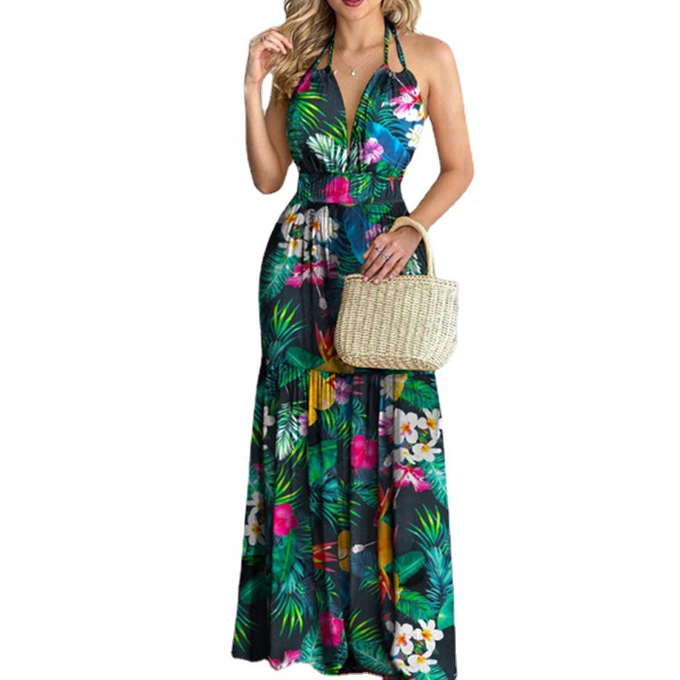 Vestido Maxi Floral Longo Sem  - Maxi Dress Halter avaliação e preço