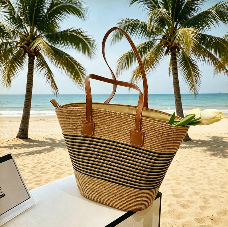 CLAREGQI Bolsa feminina listra - Tote Bag Beach avaliação e preço