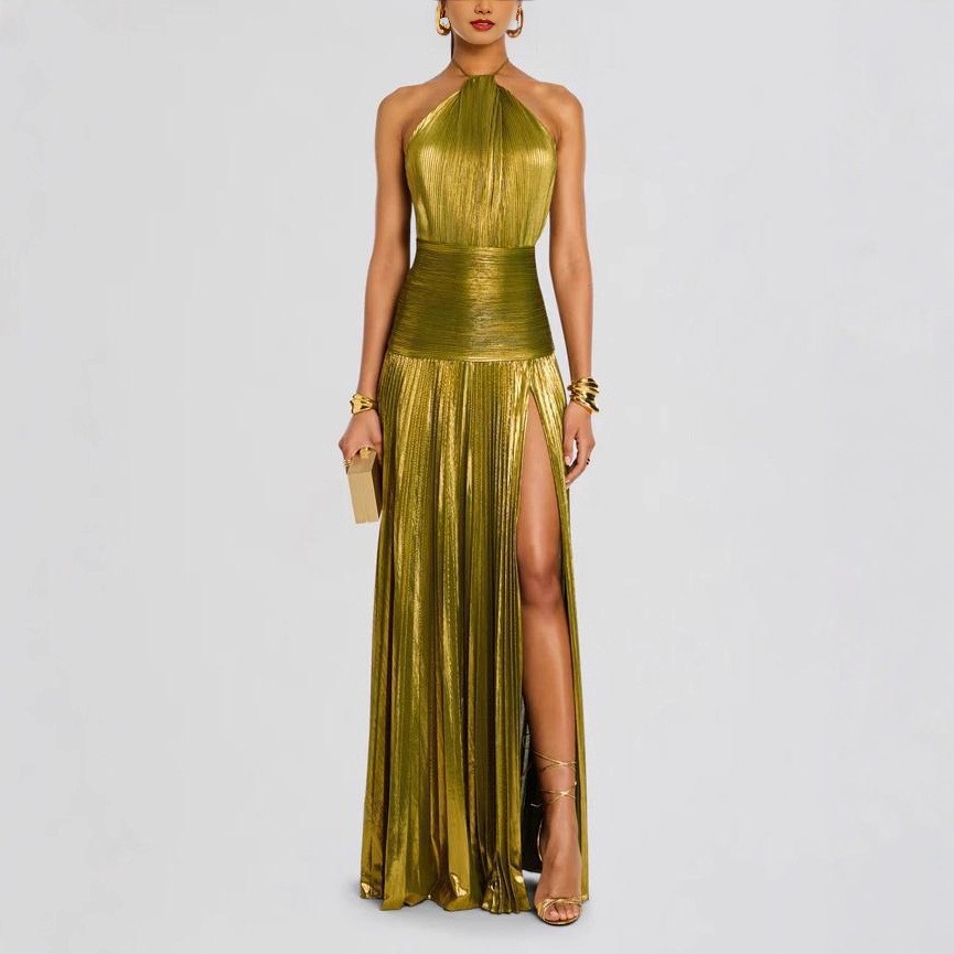 Vestido de Festa Elegante Sem  - Maxi Dress Halter avaliação e preço