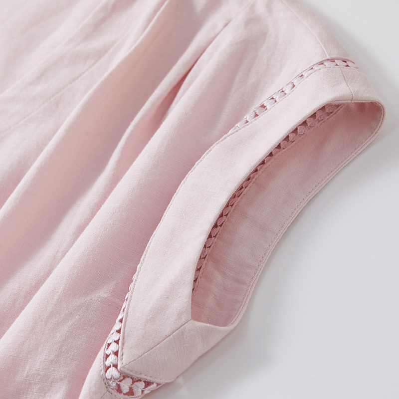 Vestido Midi Rosa Feminino SEN - Linen Dress Wrap avaliação e preço